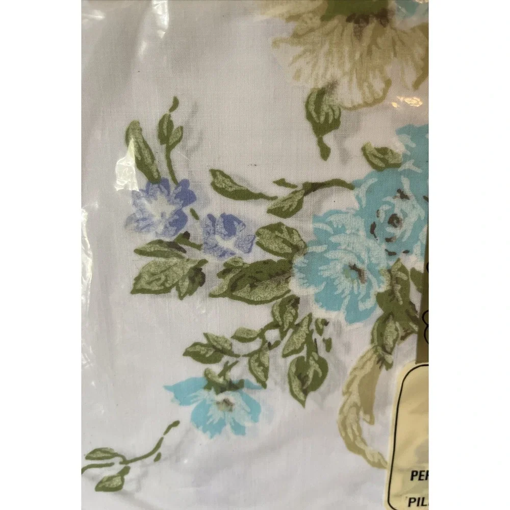 Vtg Stevens Utica‎ Pillowcases New in Package 60s 70s Canterbury Blue Flowers